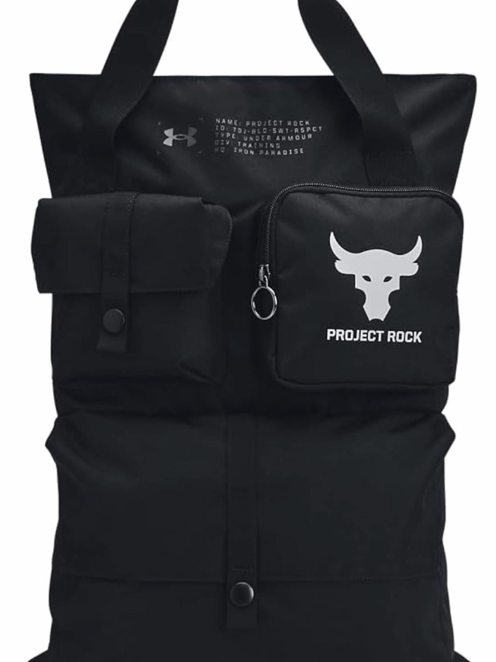 Under Armour Black Project Rock Utility Tote with Front Pouches